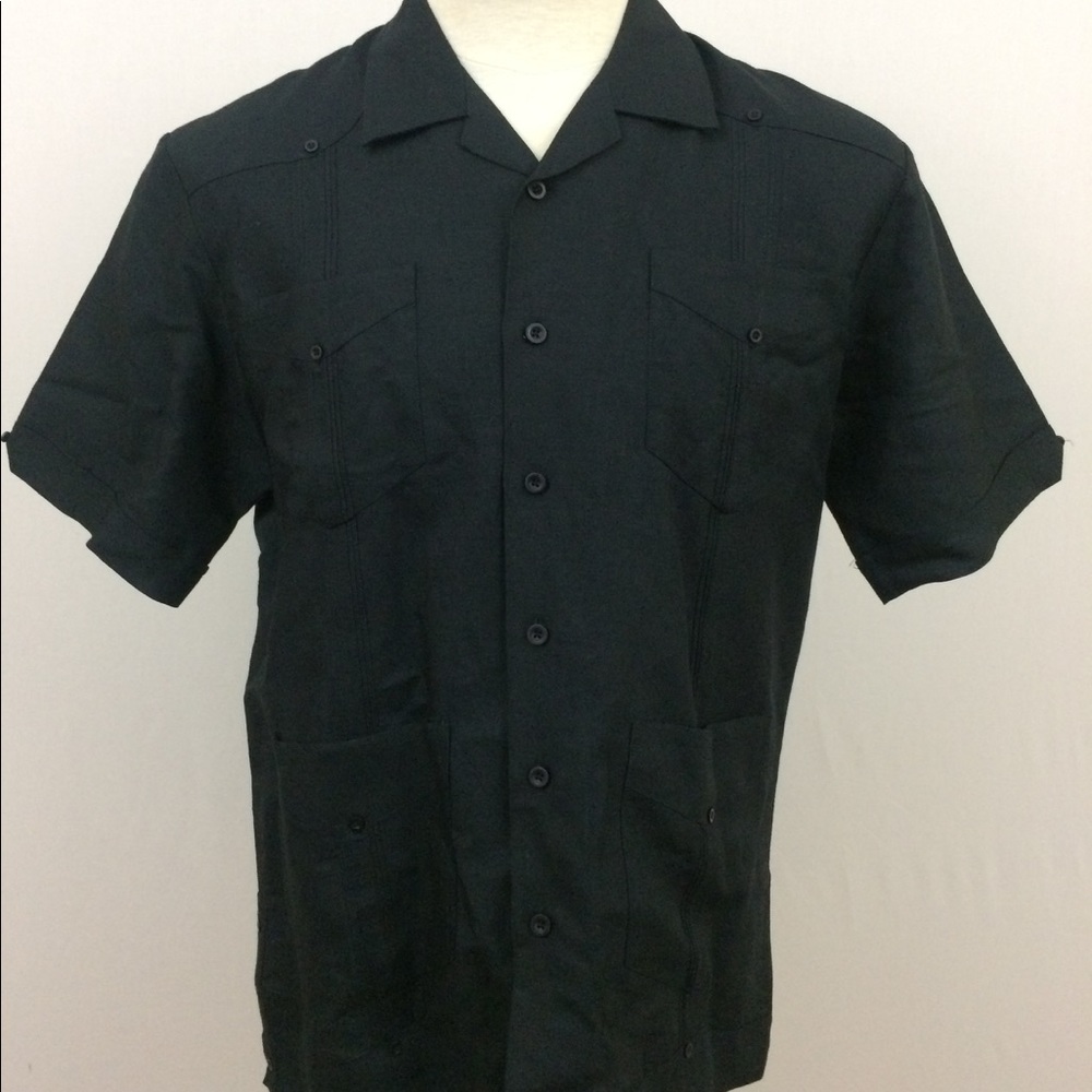 Cubavera multiple pockets black Casual Shirt sz M